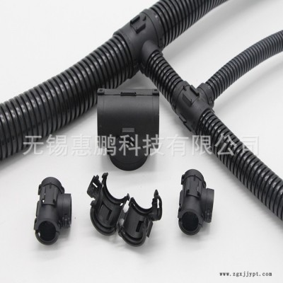 塑料波紋管可開式T型三通接頭 尼龍PA66進(jìn)口材質(zhì) 現(xiàn)貨庫(kù)存