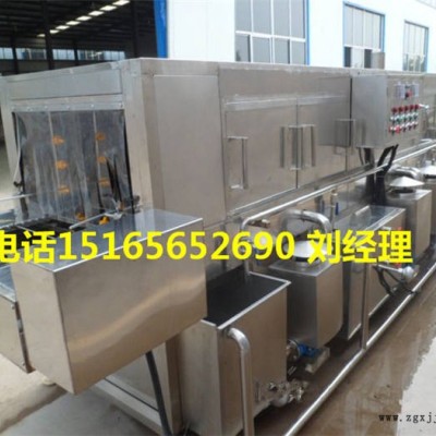 佳品塑料盒清洗設備，大型機械零件物料盒清洗線，加熱噴淋清洗機，肉料盤清洗線