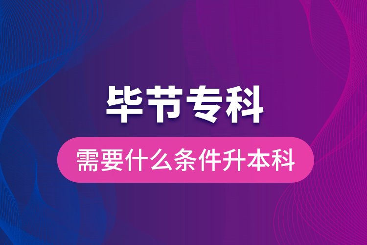 畢節(jié)?？菩枰裁礂l件升本科？